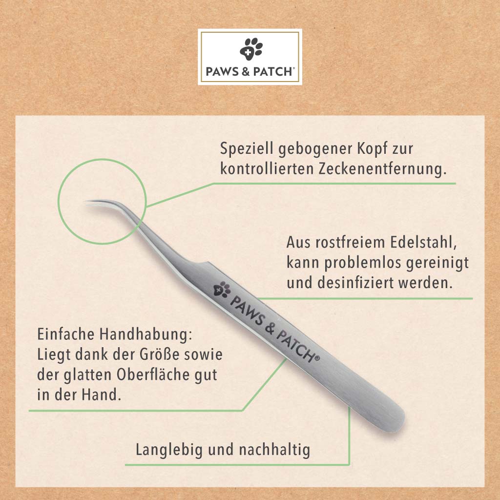 Zeckenpinzette SILVY mit Etui in grau-meliert für alle Heimtiere