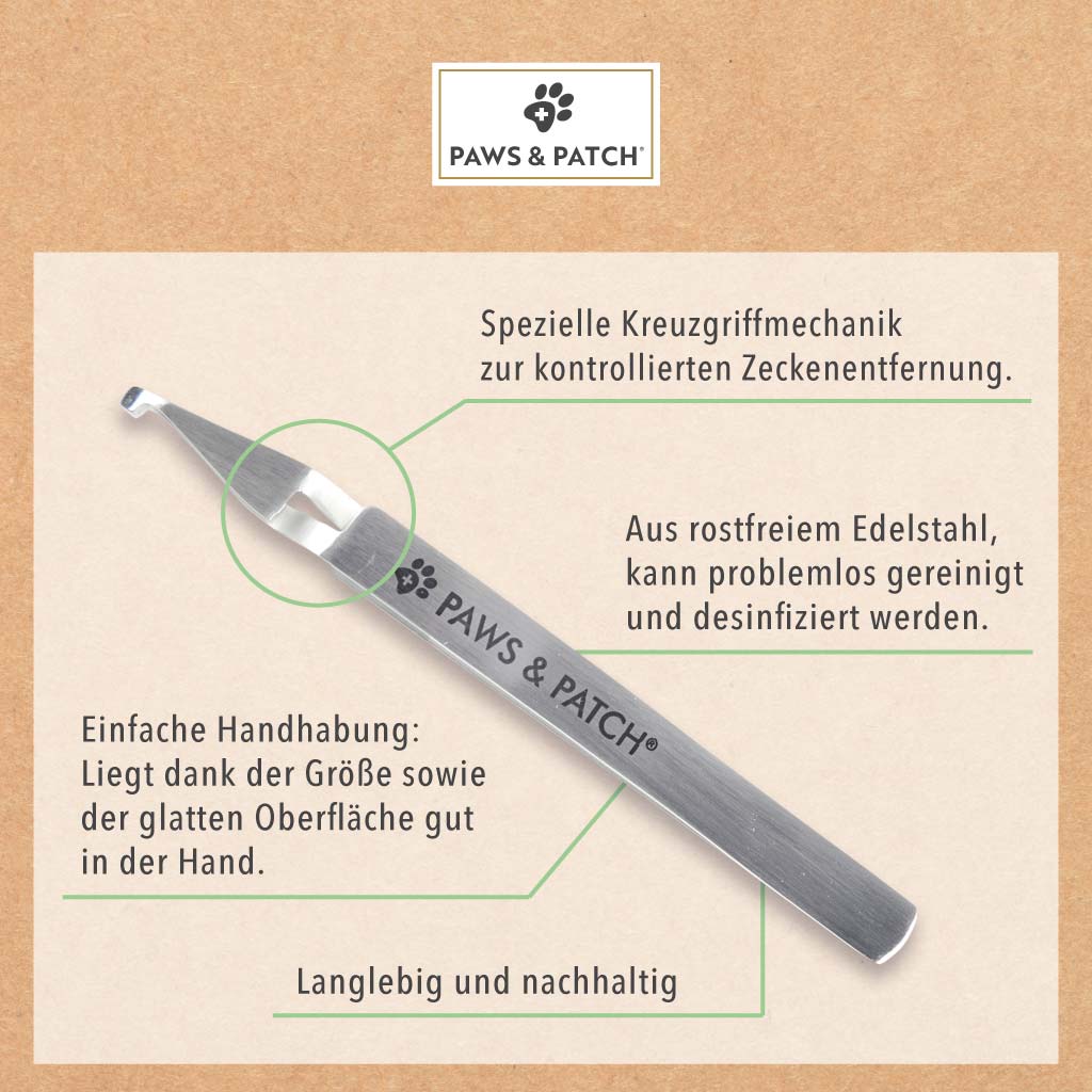 Zeckenzange LUCY mit Etui in grau-meliert für alle Heimtiere